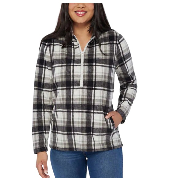 Ladies’ Active O’Neill Small Half Zip Polar Fleece Hoodie Sweatshirt Black Gray - Picture 3 of 6